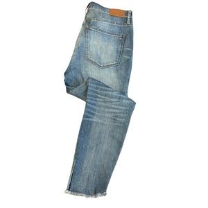 Madewell 10" High-Rise Skinny Jeans Faded Denim 32 Short Raw Hem Petite Stretch